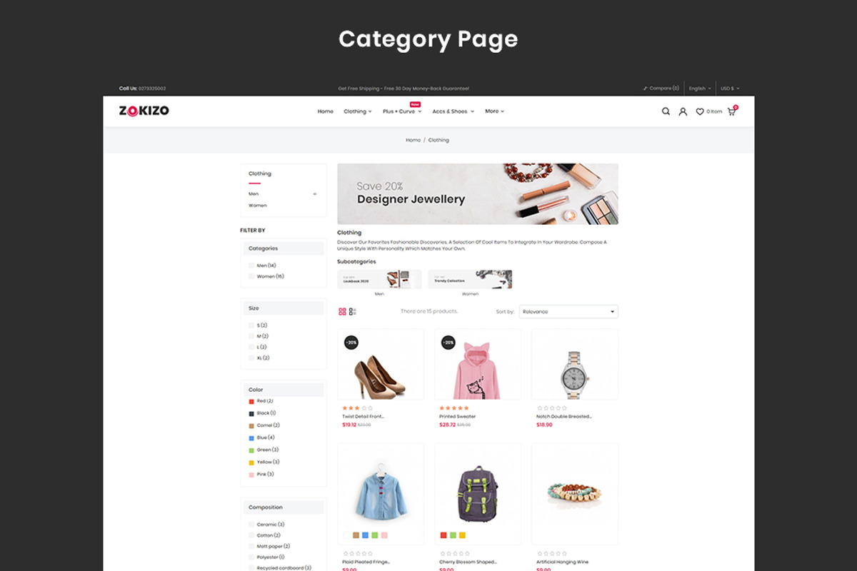 Zokizo - PrestaShop Fashion Theme, a Bootstrap Template by Pichforest Studio (Photo 2 of 4)