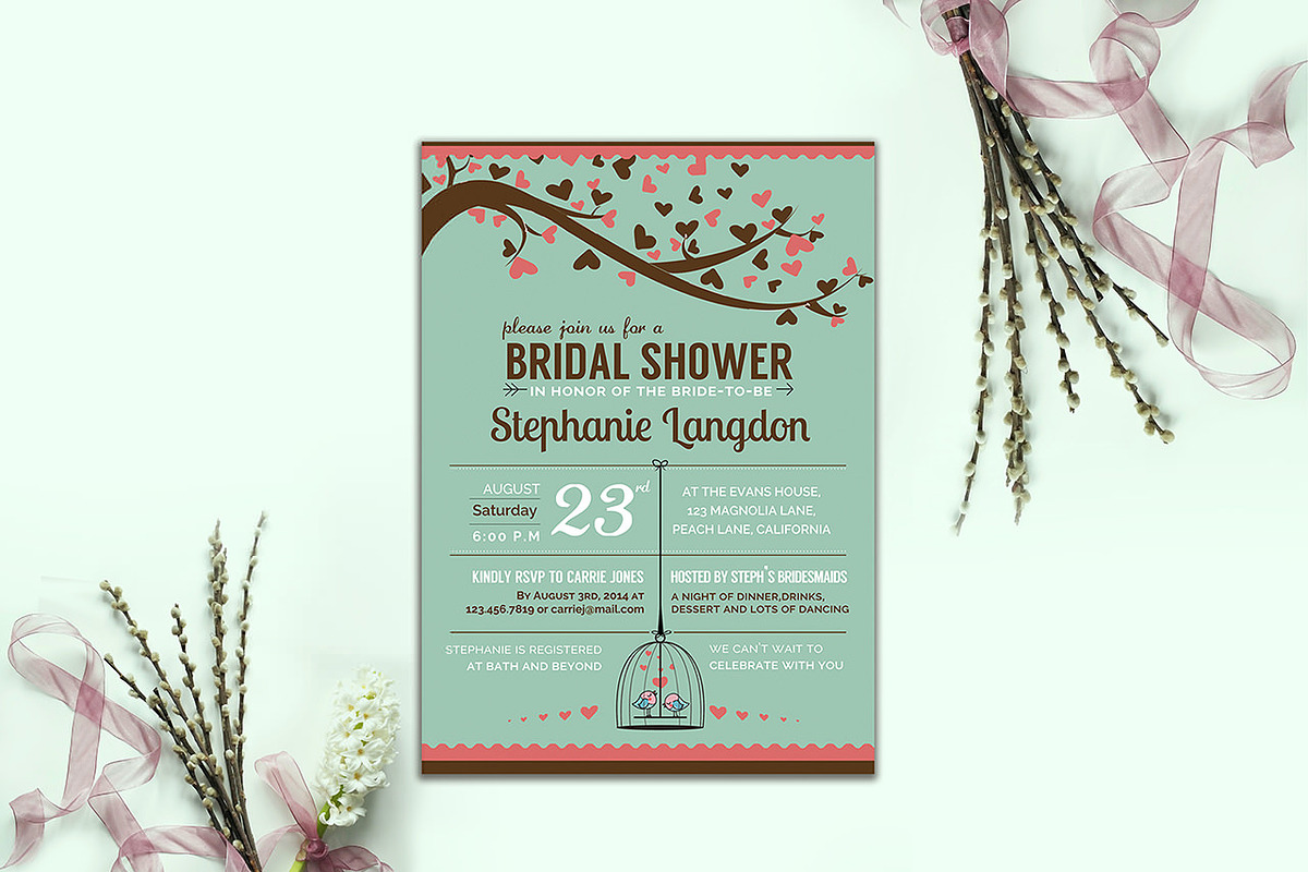 Illustrated Bridal Shower Invite, an Invitation Template by pallabip (Photo 3 of 7)