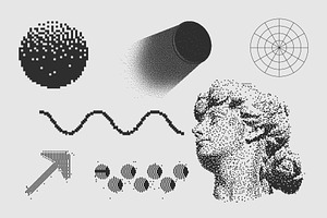 120 Vector Dither Textured Clip Arts