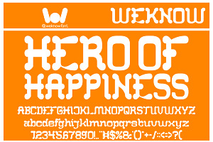 Hero of happiness font, a Font by weknow