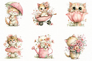 Whimsical Funny Spring Cat Clipart, an Illustration by Designworld (Thumbnail 2 of 8)