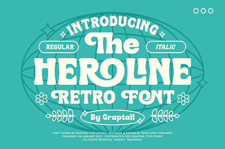 Heroline - Retro Font, a Sans Serif Font by Graptail