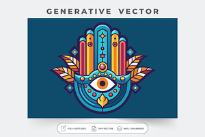 A stylized hamsa design showcases bo, a Graphic by Iftikhar Alam