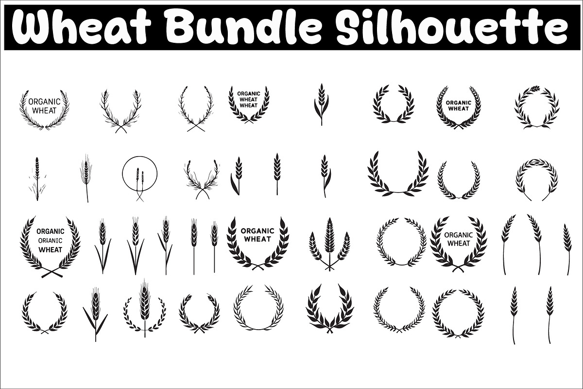 Wheat Laurel Silhouette Bundle, an Illustration by Creativeshirt (Photo 1 of 2)