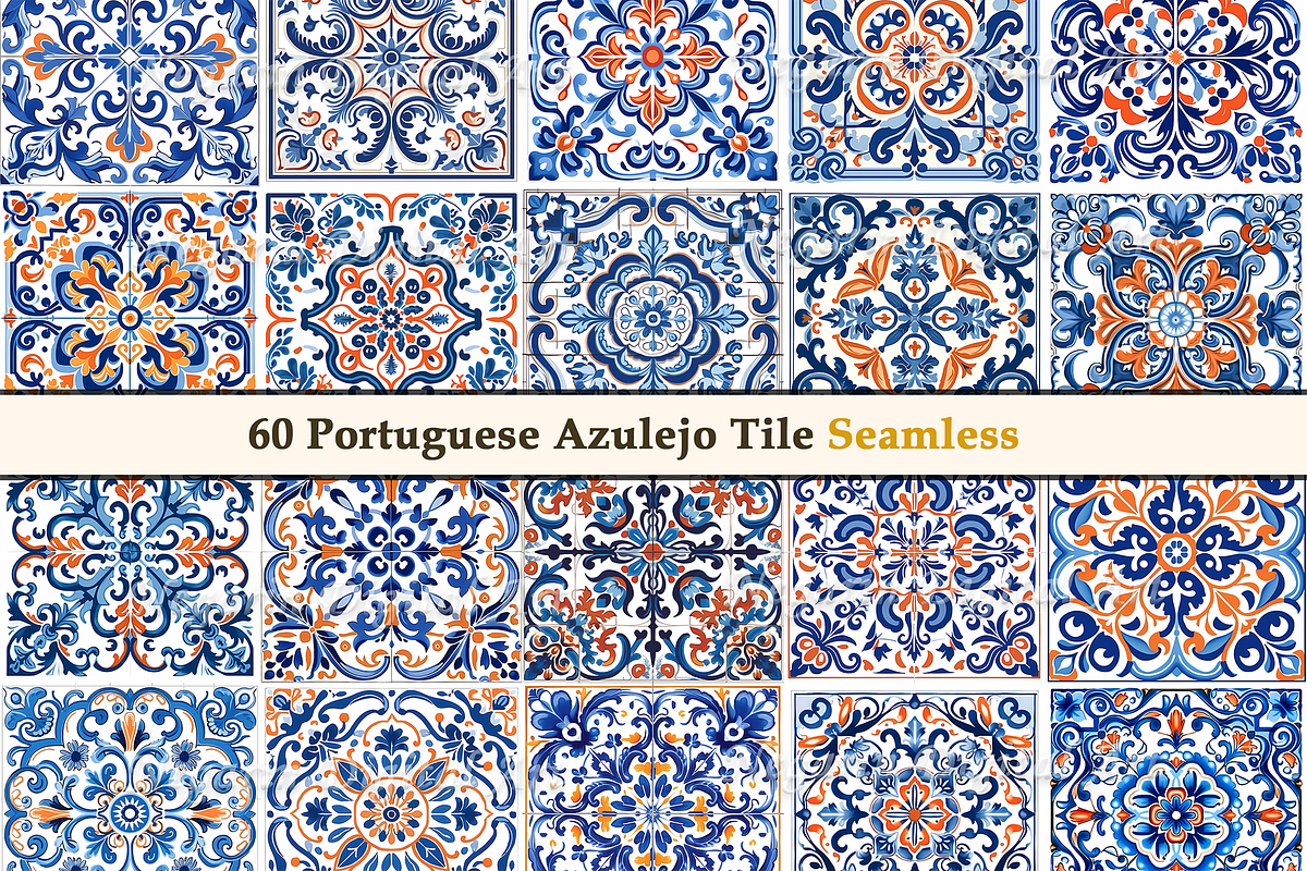 Portuguese Azulejo Pattern Tile V1, a Pattern Graphic by Negarin Digital Art (Photo 4 of 8)