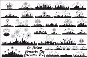 Festival Fireworks City Silhouette P, an Illustration by BIPLOB EXPERT