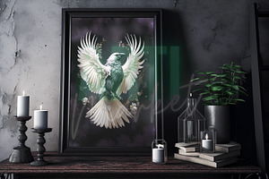 White Raven Gothic Digital Print