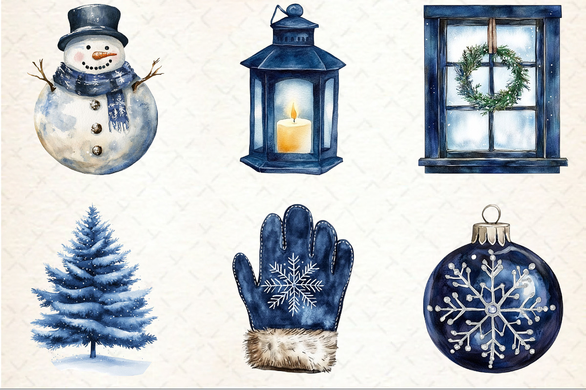 Navy Blue Winter Christmas Clipart, an Illustration by Rose Art (Photo 3 of 4)