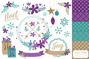 Teal & Purple Christmas Wreaths, an Illustration by Amanda Ilkov (Thumbnail 1 of 5)