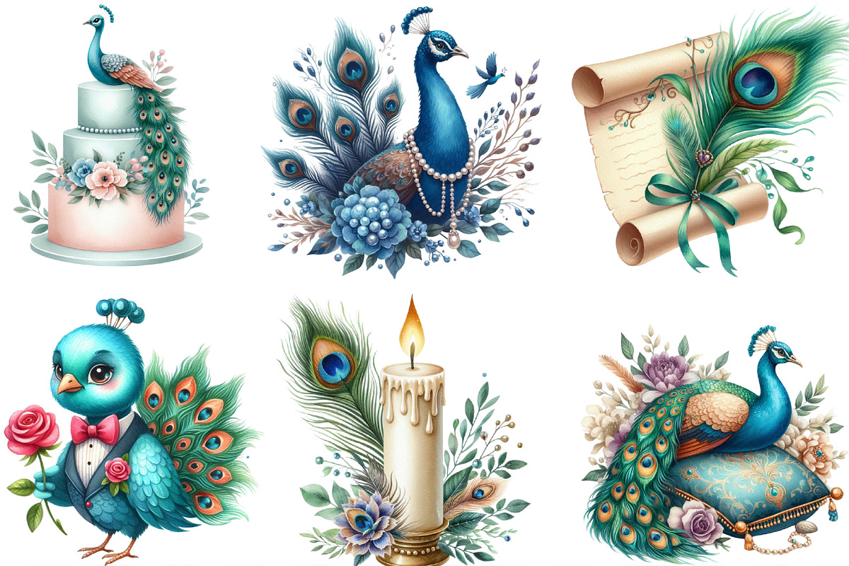 Wedding Peacock Clipart, an Illustration by Designking (Photo 2 of 4)