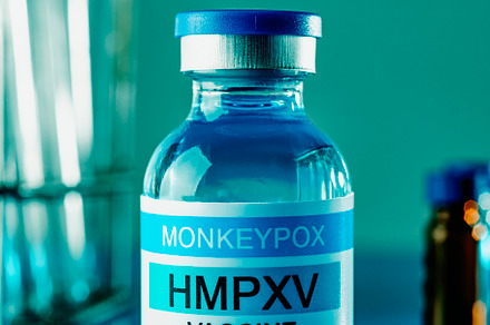 a simulated vial of monkeypox vaccine, a Photo by Nito