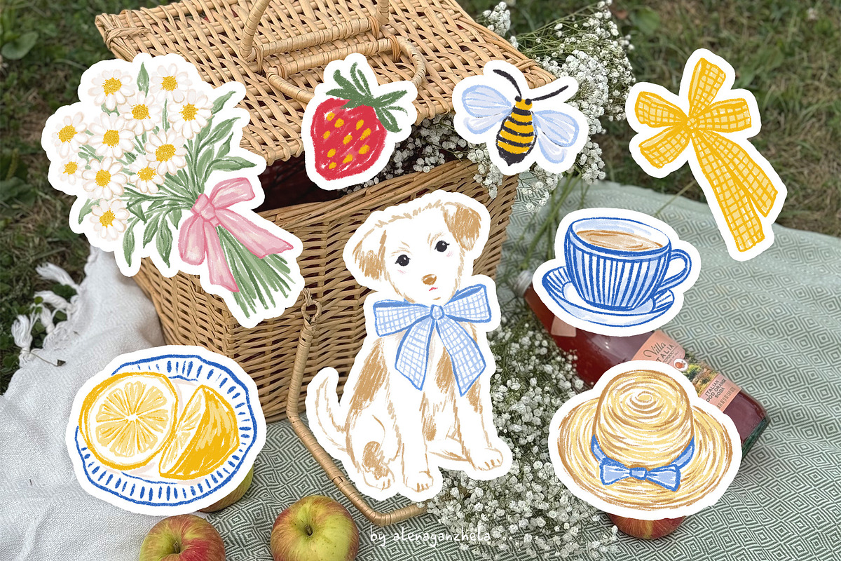 Picnic time - illustrations & frames, an Object Graphic by alenaganzhela (Photo 3 of 11)