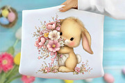 Watercolor Floral Bunnies Clipart, an Animal Illustration by designcity5 (Thumbnail 4 of 5)