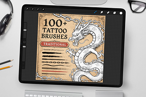 100 Tattoo Brushes for Procreate, a Brush Add-On by Disyukov