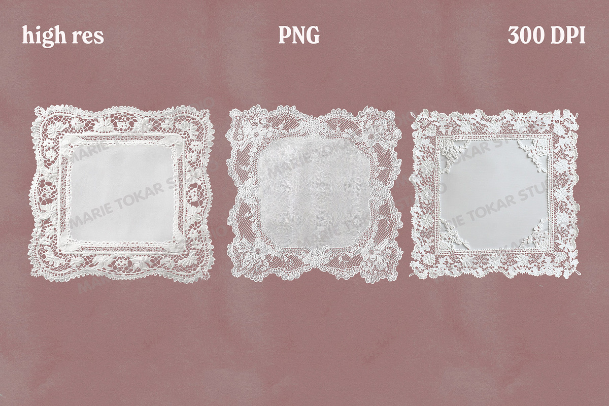 Vintage Fabric Doilies Bundle PNG, an Object Graphic by Marie T (Photo 24 of 24)
