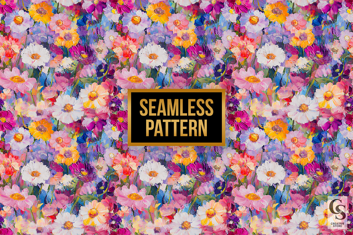 Abstract Painted Flowers Pattern, a Pattern Graphic by Creative Store (Photo 4 of 5)