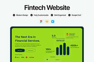 Fintech Website UI Kit, an UI Kit Template by DjectStudio