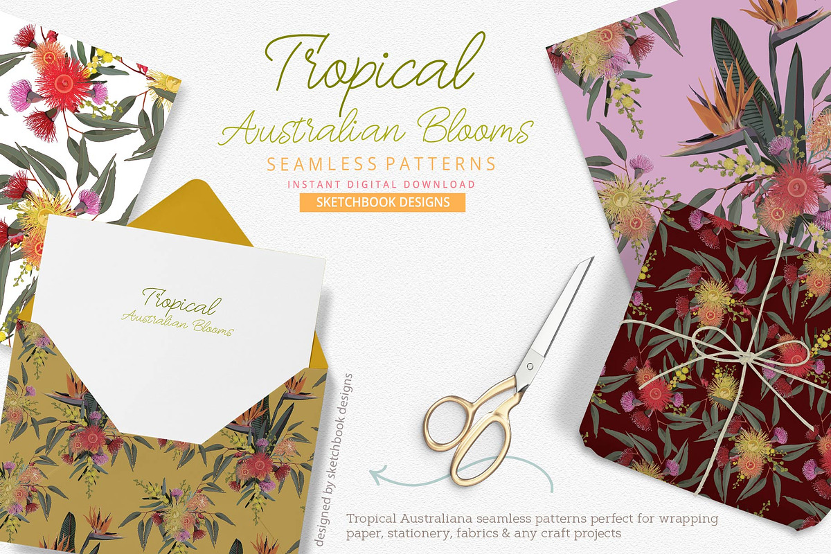 Tropical Australian Blooms, a Pattern Graphic by Sketchbook Designs (Photo 7 of 9)