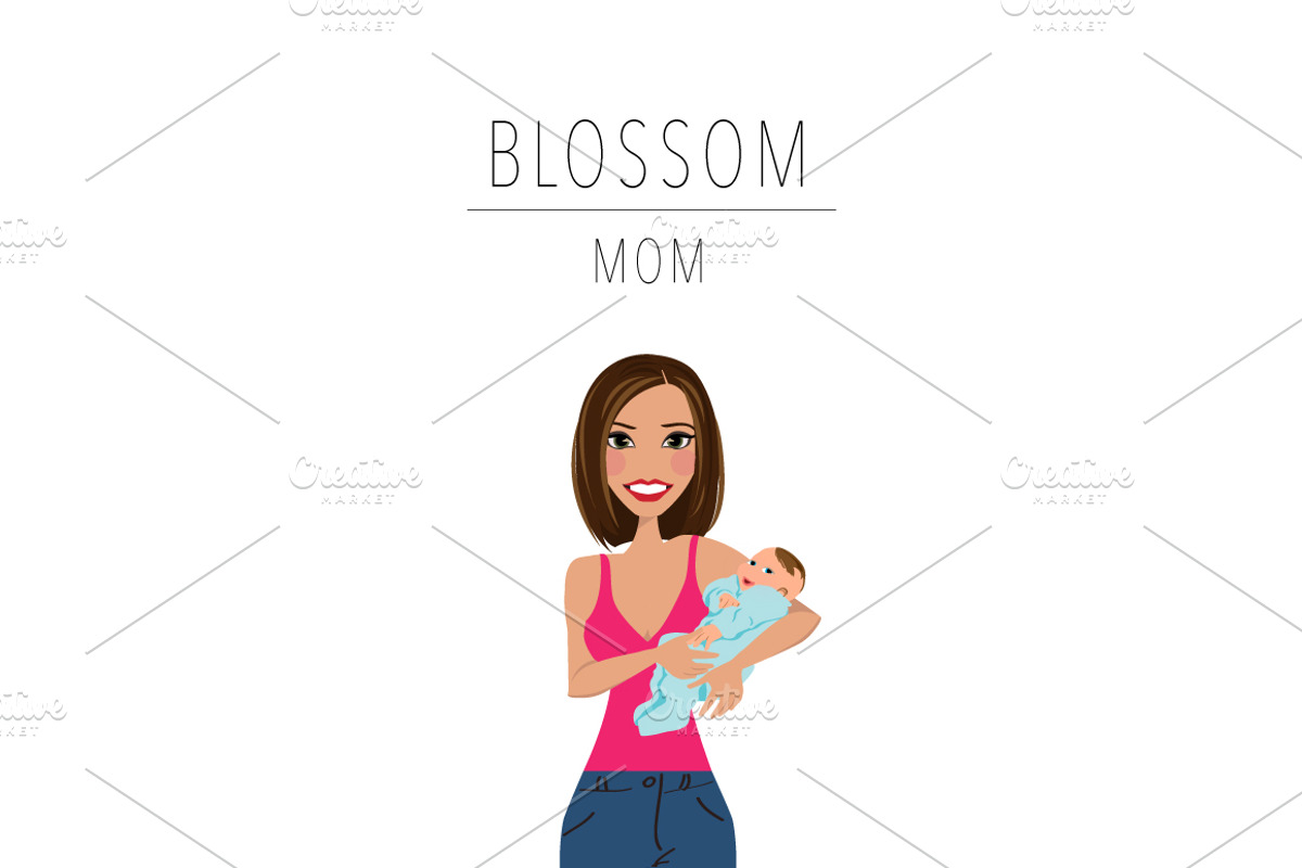 Mom & Baby Portrait Clip Art, a Person Illustration by Lauren Lesley Studio (Photo 4 of 33)