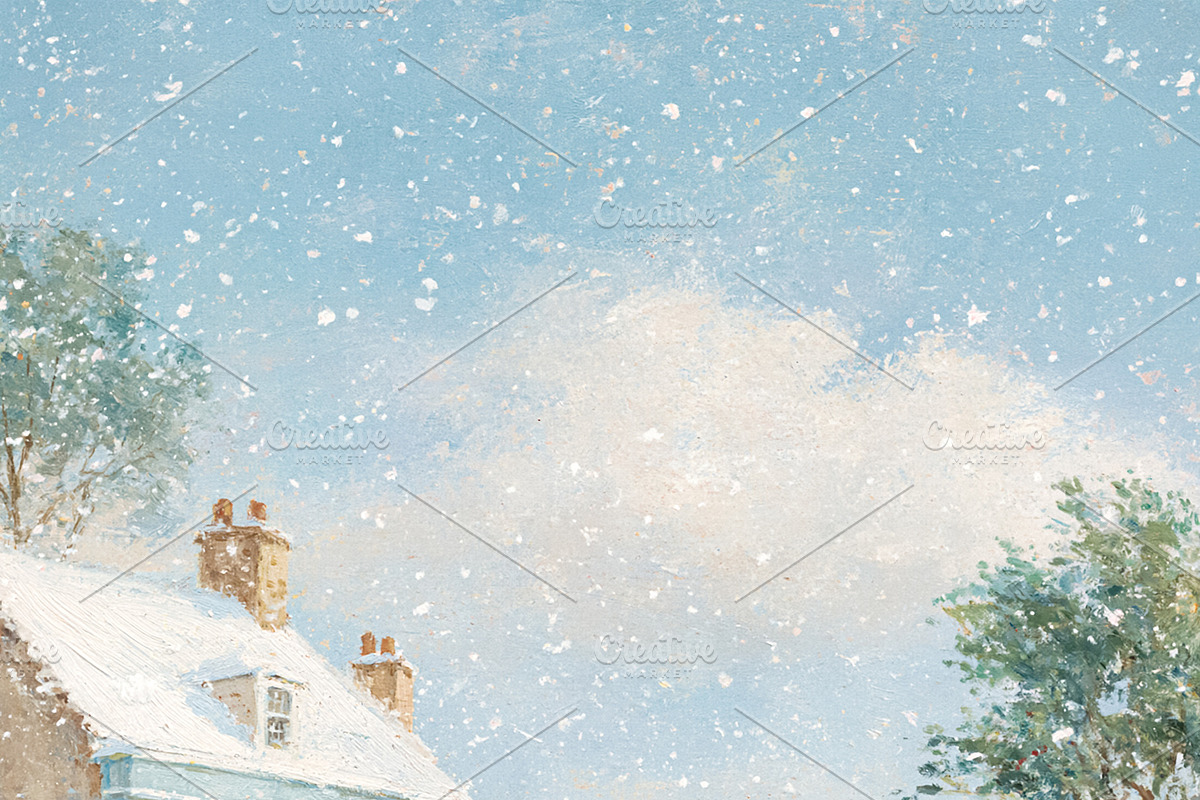 Christmas market in a charming snowy village street with festive, a Decorative Illustration by Studio ANNA