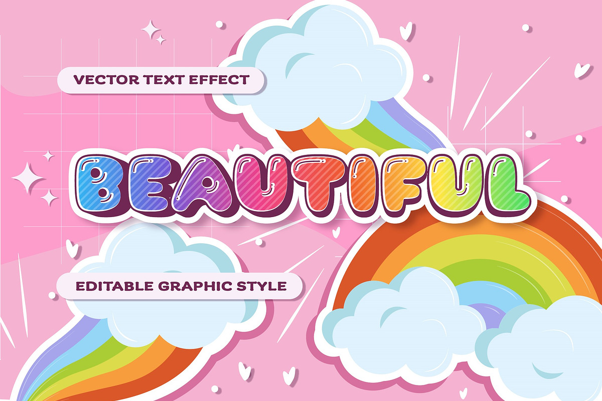 Gradient Text Effect Kawaii Font, a Templates & Theme by studiogstock (Photo 1 of 4)