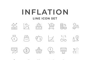 Set Line Icons Of Inflation