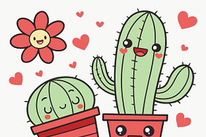 Cute cartoon cacti in pots, an Object Illustration by SouravDesign