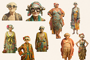 VINTAGE OLD LADY BEACH CLIPART PACK, a Person Illustration by Daring Digies (Thumbnail 6 of 10)