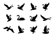 Collection of Silhouettes of swans, an Animal Illustration by nandinigraphics (Thumbnail 4 of 4)