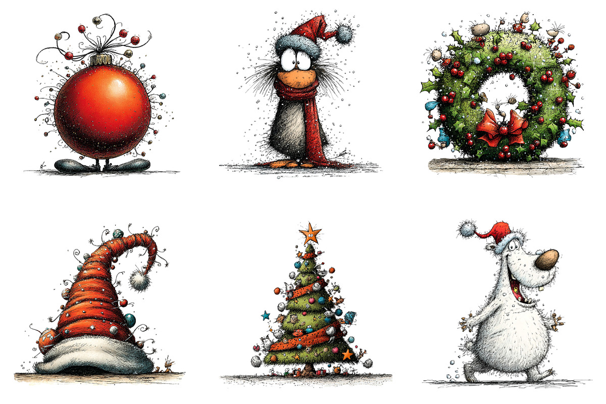 Whimsical Christmas Clipart, an Illustration by designcity5 (Photo 2 of 5)