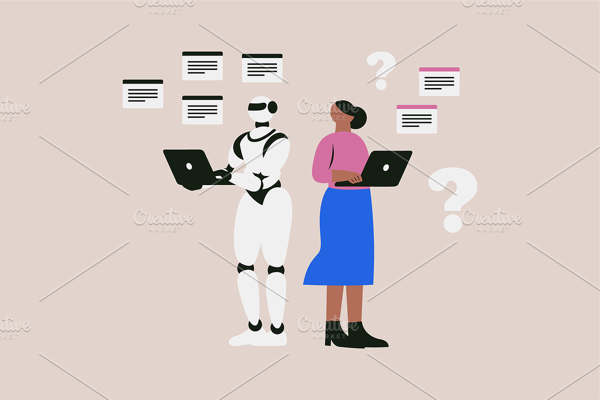 AI Robot vs Humanity Illustration, a Technology Illustration by Jump Studio (Photo 3 of 10)