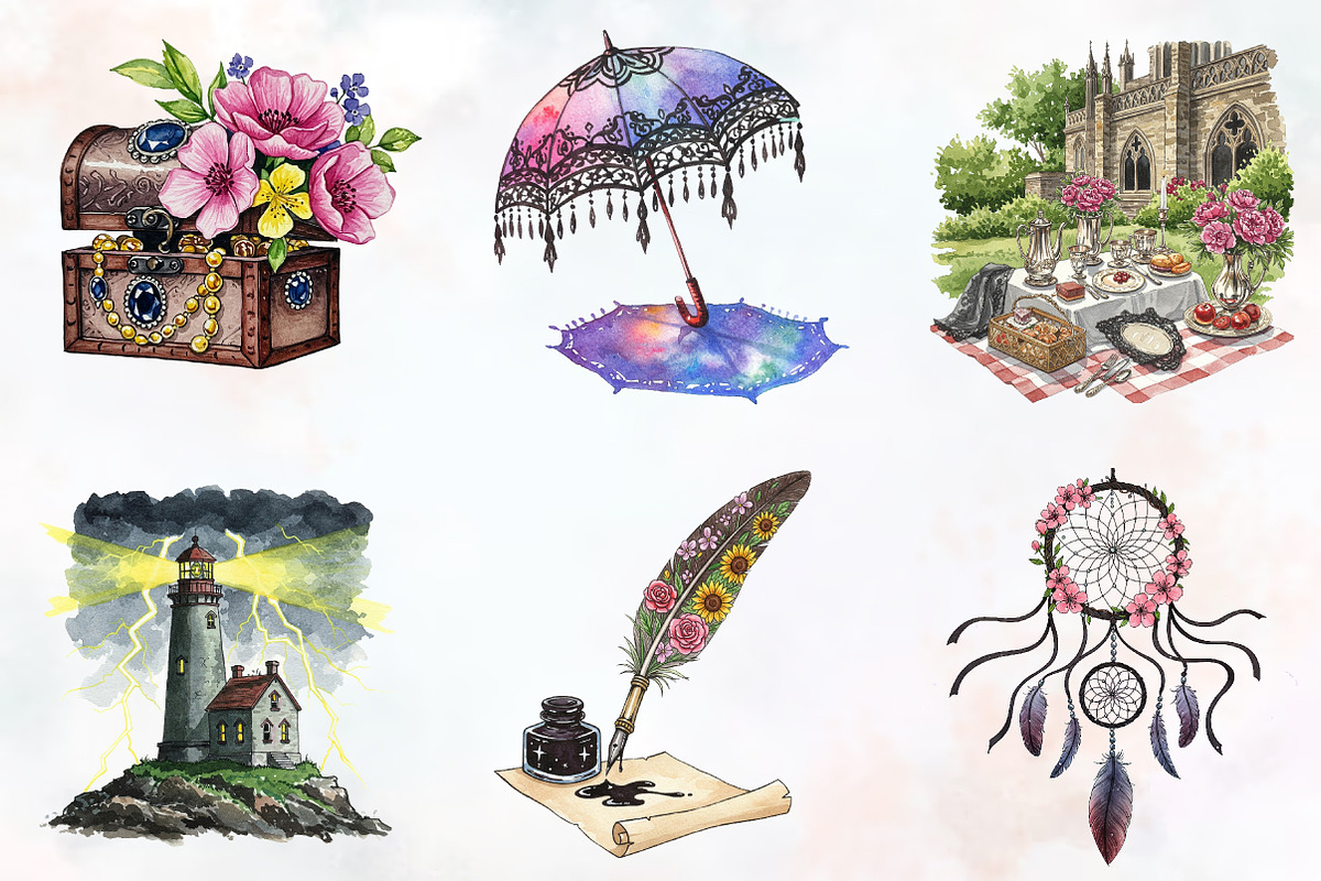 Gothic Summer Clipart, an Illustration by RobertsArt (Photo 3 of 7)
