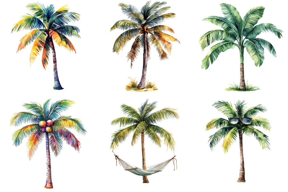 Tropical Palm Tree Clipart Bundle, an Illustration by Pixels.Craft (Photo 2 of 8)