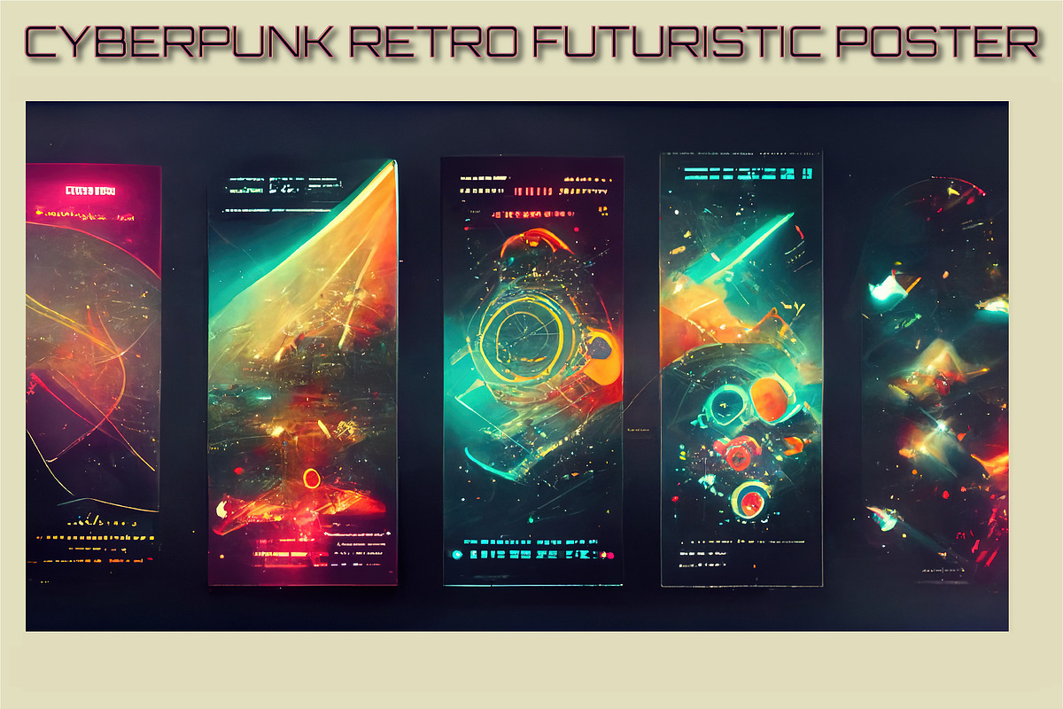 Cyberpunk retro futuristic poster, a Print Template by ZinetroN (Photo 9 of 10)