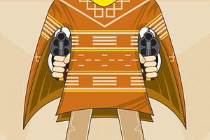 Cartoon Cowboy Sheriff In Poncho