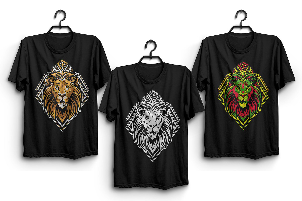 Lion Head with Geometric Badge, an Animal Illustration by weervector (Photo 4 of 4)