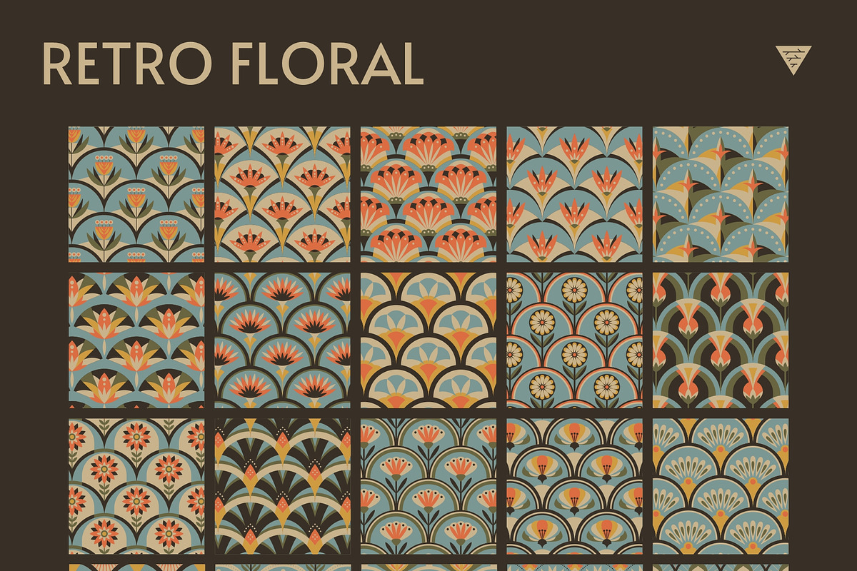 Retro Floral Seamless Patterns, a Pattern Graphic by tifftuff (Photo 6 of 6)