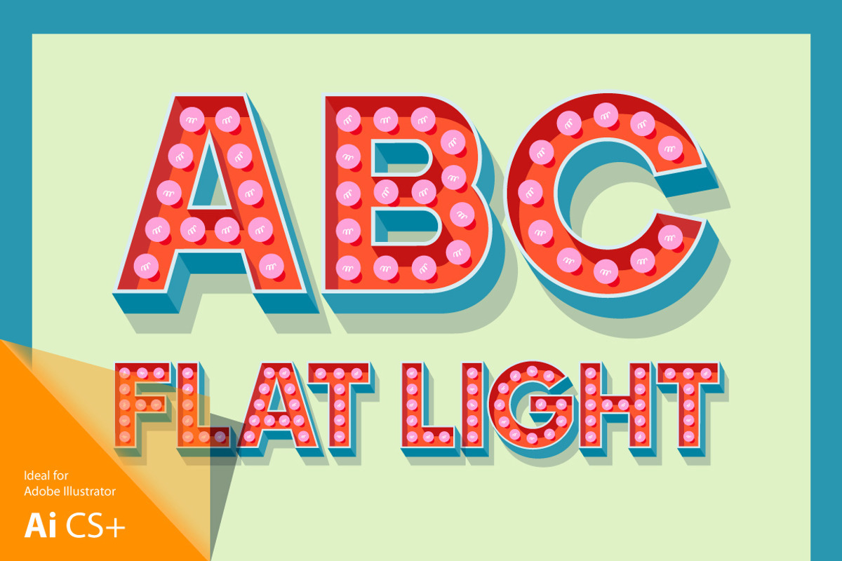 Illustration of flat lamp alphabet 1