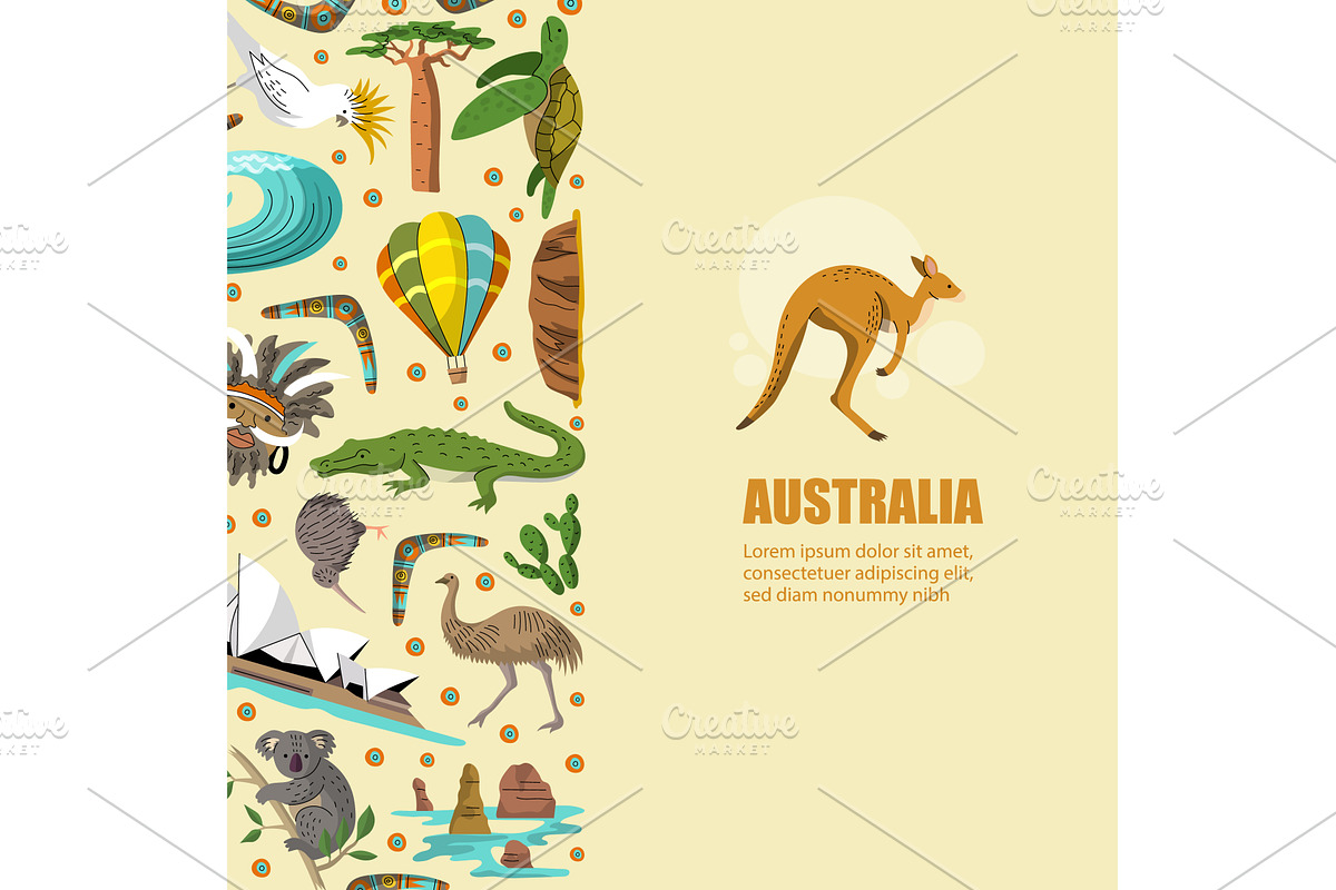 Australia. background with authentic, an Animal Illustration by Onyx