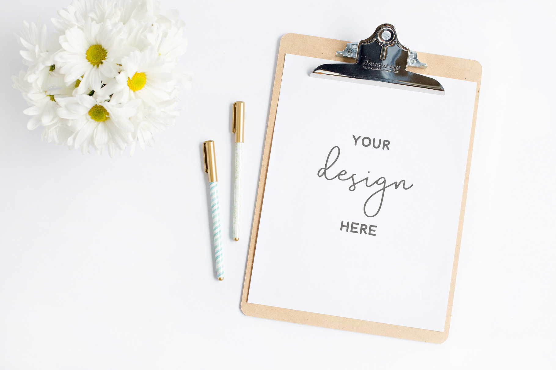 Clipboard Mockup with Daisies, a Business Photo by Pixels & Design