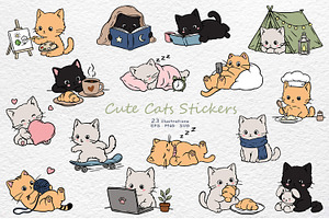 Cute Cozy Cats Clipart, an Animal Illustration by Watercolor dreams