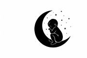 Adorable sleeping moon baby decor, an Illustration by Amazin_art (Thumbnail 24 of 25)