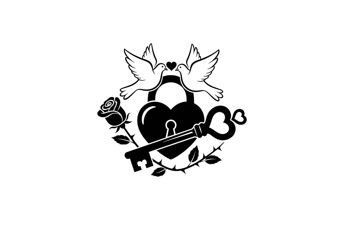 Heart Lock and Key Silhouette Icons, an Illustration by Designer_Momina (Photo 49 of 51)