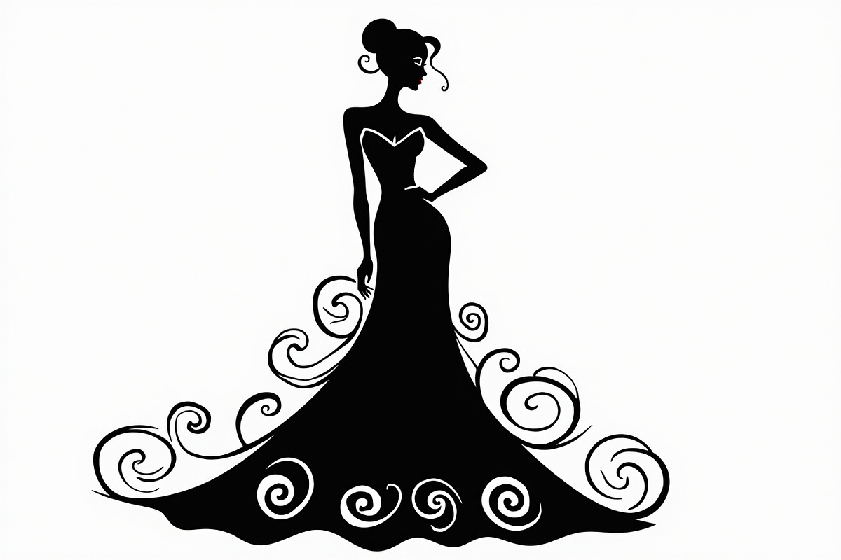 Stylish Gown Silhouette Set, an Illustration by yasushie (Photo 9 of 21)