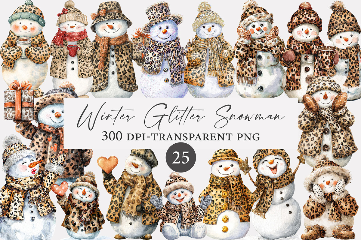 Winter Glitter Snowman Clipart, an Illustration by Designworld (Photo 1 of 4)