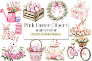 Pink Easter Watercolor Clipart Bundl, an Illustration by DreamArtGraphic (Thumbnail 1 of 4)