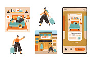 Girl travel. Hotel search & check-in, a Person Illustration by Good Studio (Thumbnail 1 of 4)