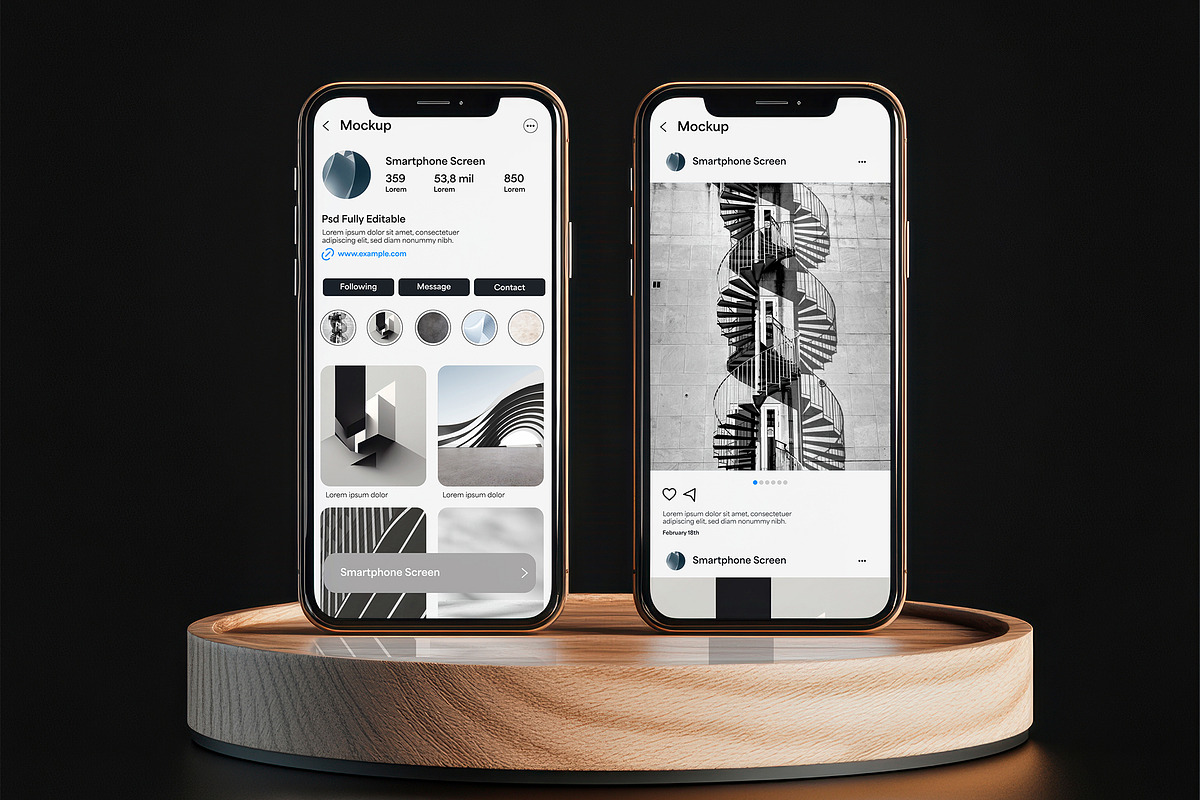 Social Media App Screen Mockup, an iPhone Mockup by Mego-studio (Photo 3 of 3)
