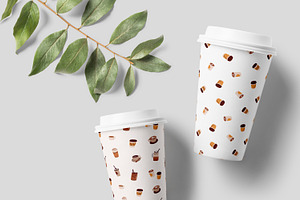 Coffee Drinks Cups Seamless Patterns