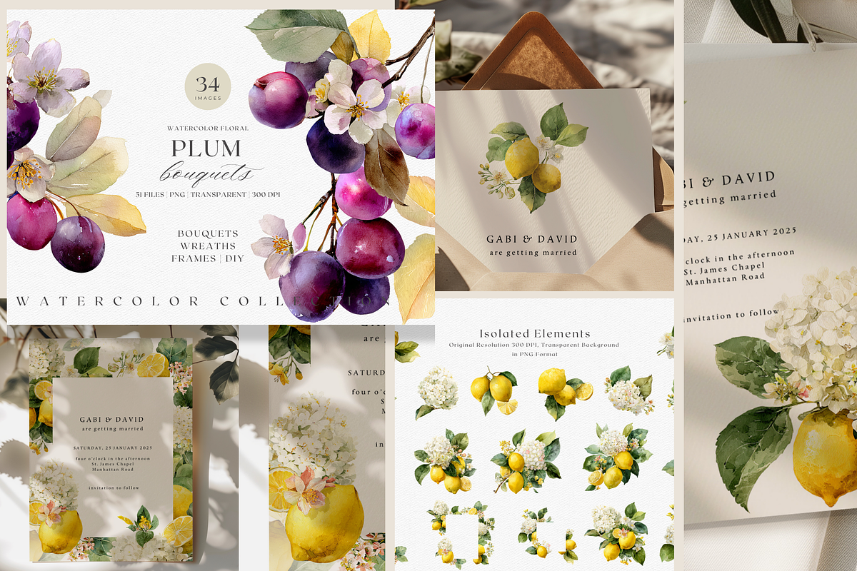 BUNDLE Watercolor Fruit and Flora, a Decorative Illustration by ThaismotaCreativeCo (Photo 9 of 14)